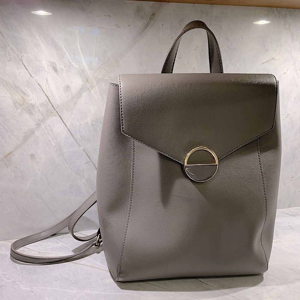 Madison West backpack/purse in grey/mauve vegan leather